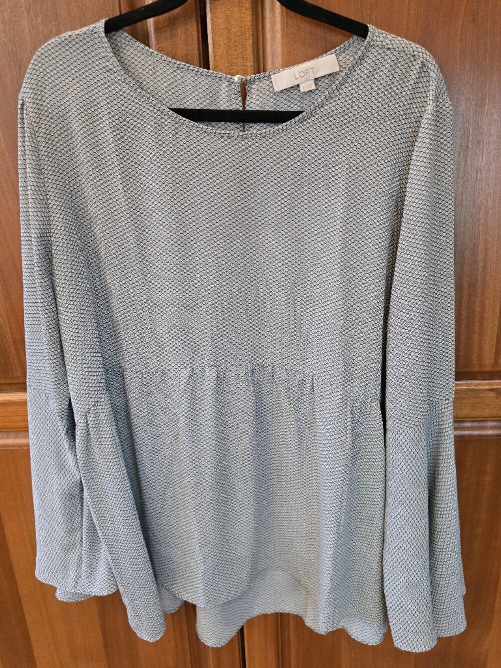 LOFT Bell Sleeve Gray Blouse Size XL